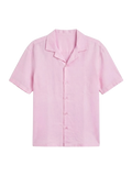 Camisa De Lino Relaxed Fit Rosado Manga Corta