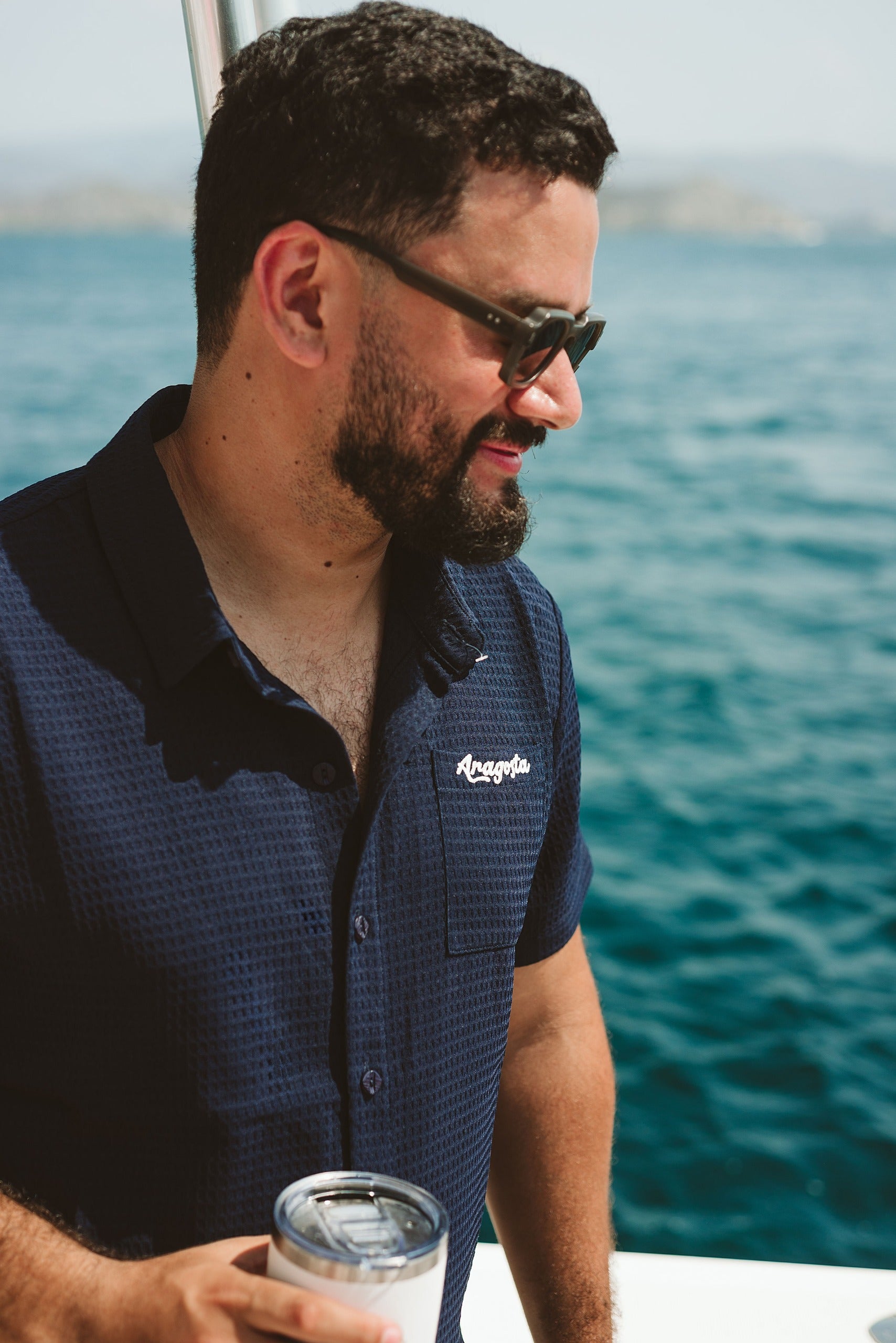 Camisa Waffle Marino