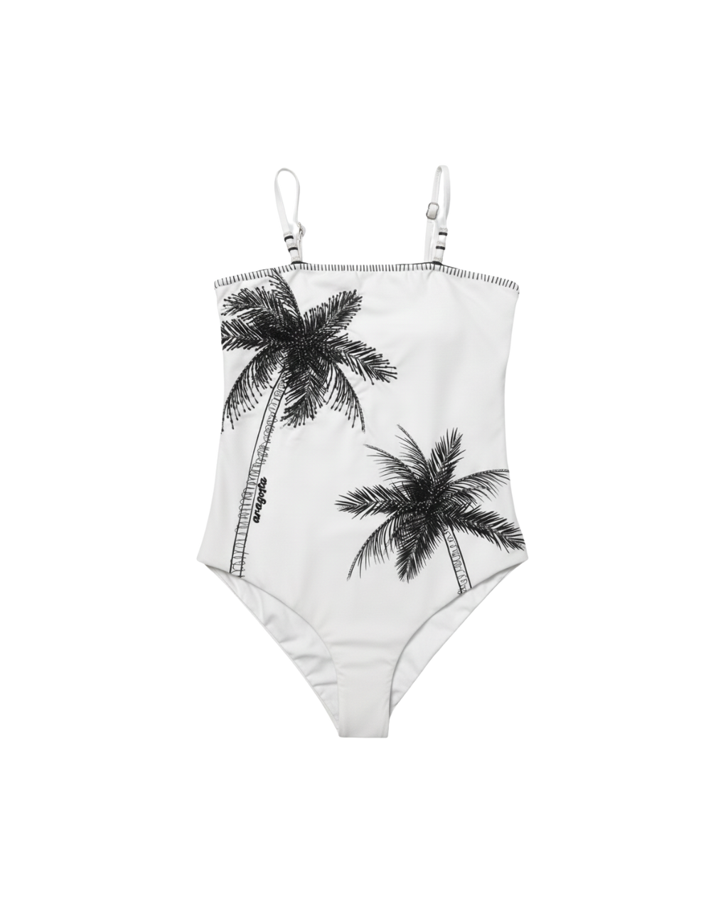 Traje De Baño Entero Palmera Blanco