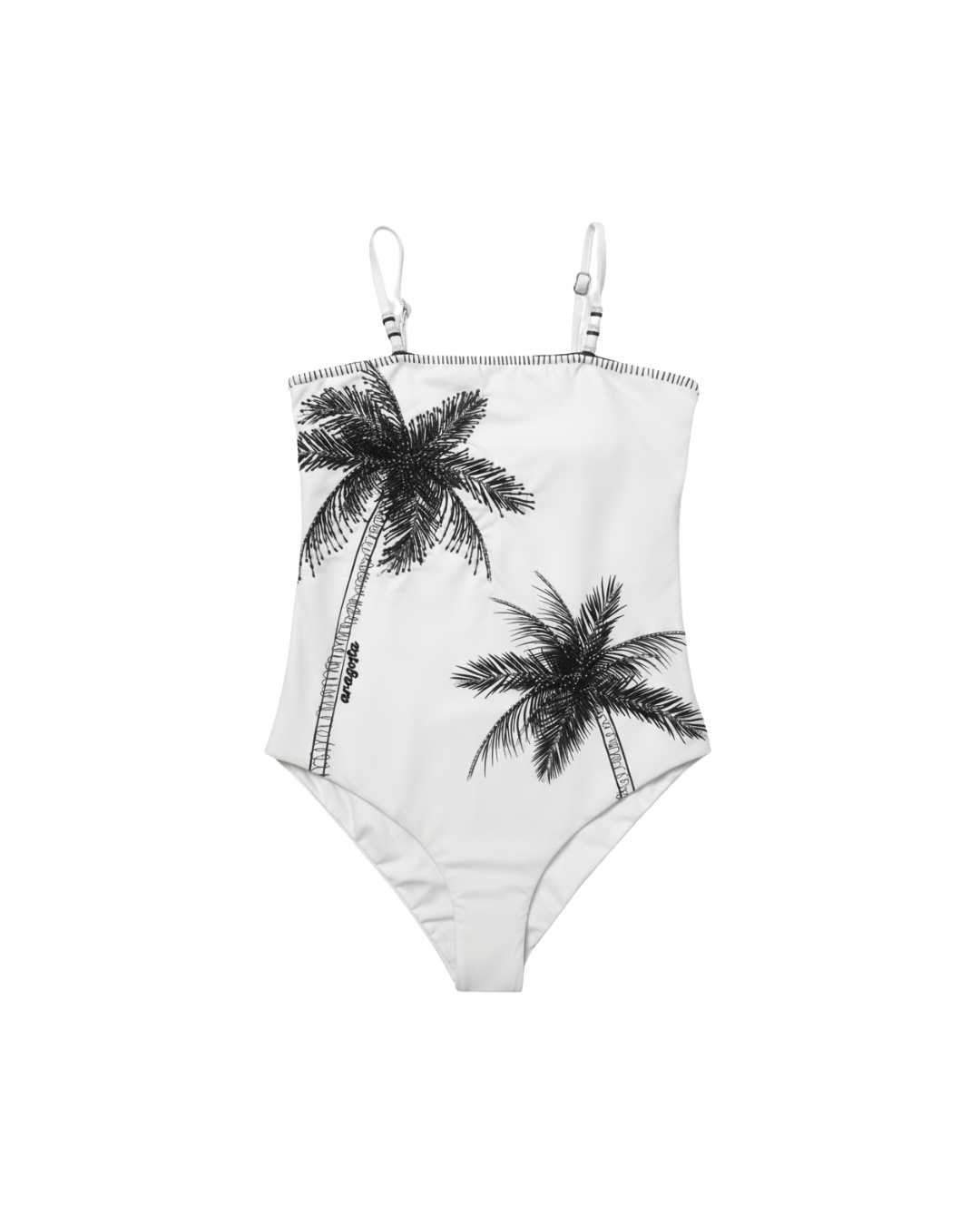Traje De Baño Entero Palmera Blanco