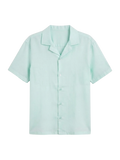 Camisa De Lino Relaxed Fit Mint Manga Corta