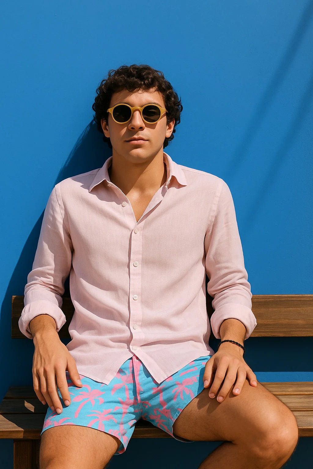 Camisa de Lino Manga larga Rosado
