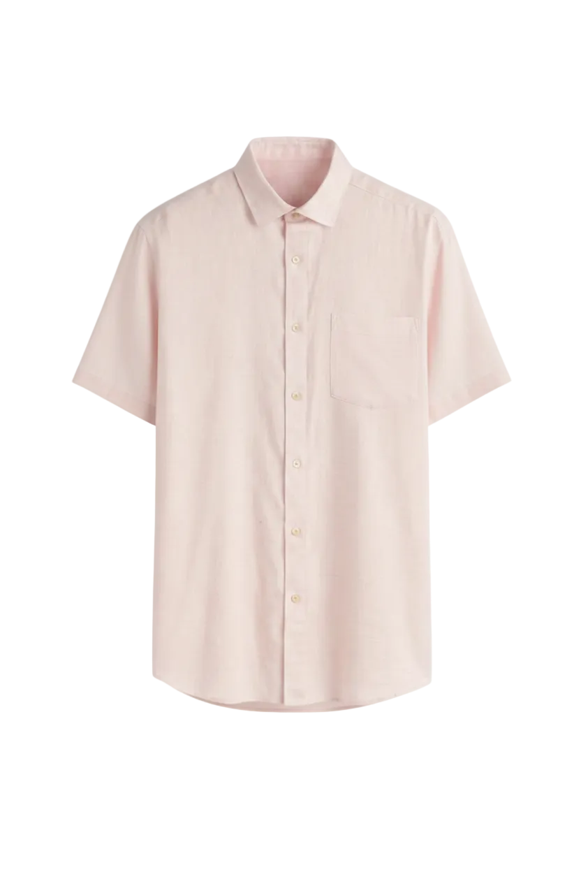 Camisa de Lino Manga corta Rosado