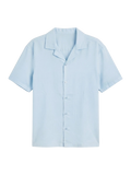 Camisa De Lino Relaxed Fit BabyBlue Manga Corta
