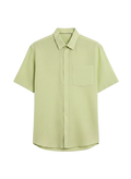 Camisa de Lino Manga corta Verde limon