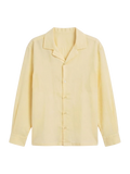Camisa De Lino Relaxed Fit Amarillo Manga Larga