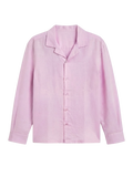 Camisa De Lino Relaxed Fit Rosado Manga Larga