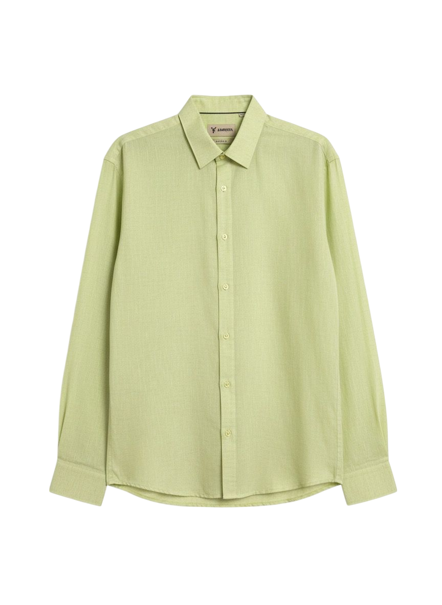 Camisa de Lino Manga larga verde limon