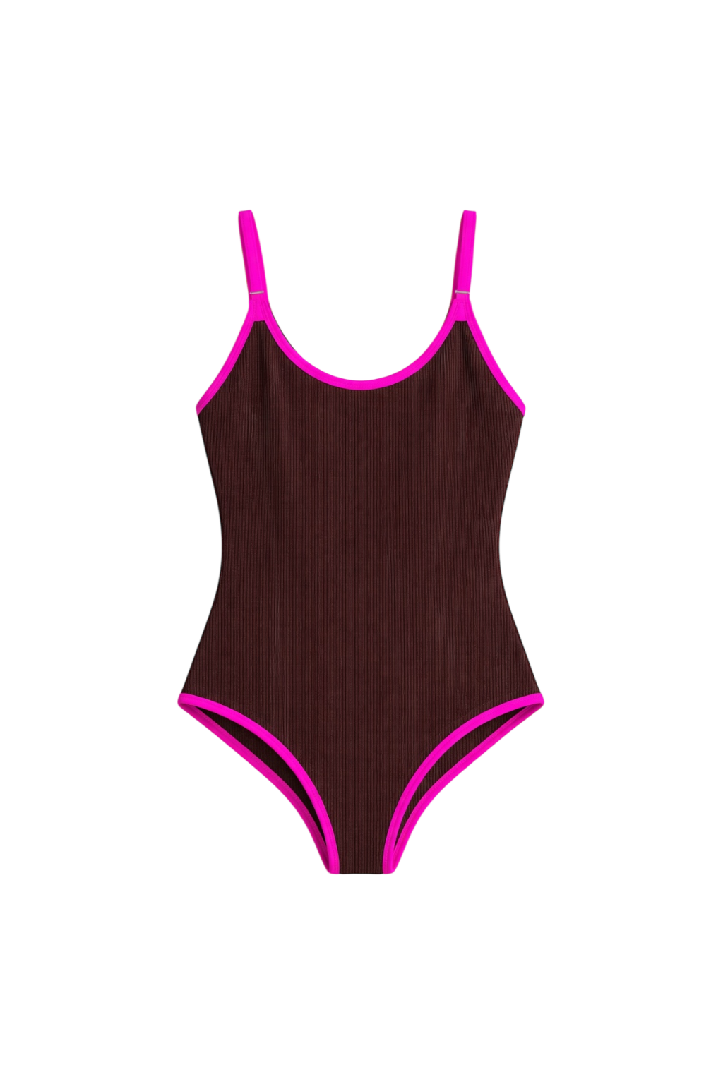 Traje De Baño Entero Acanalado Marrón