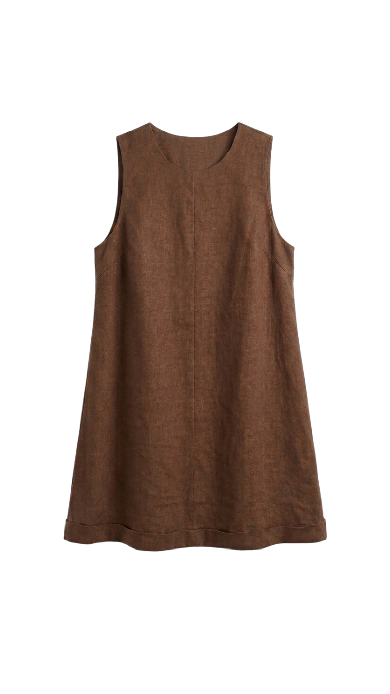 Vestido De Lino Marrón