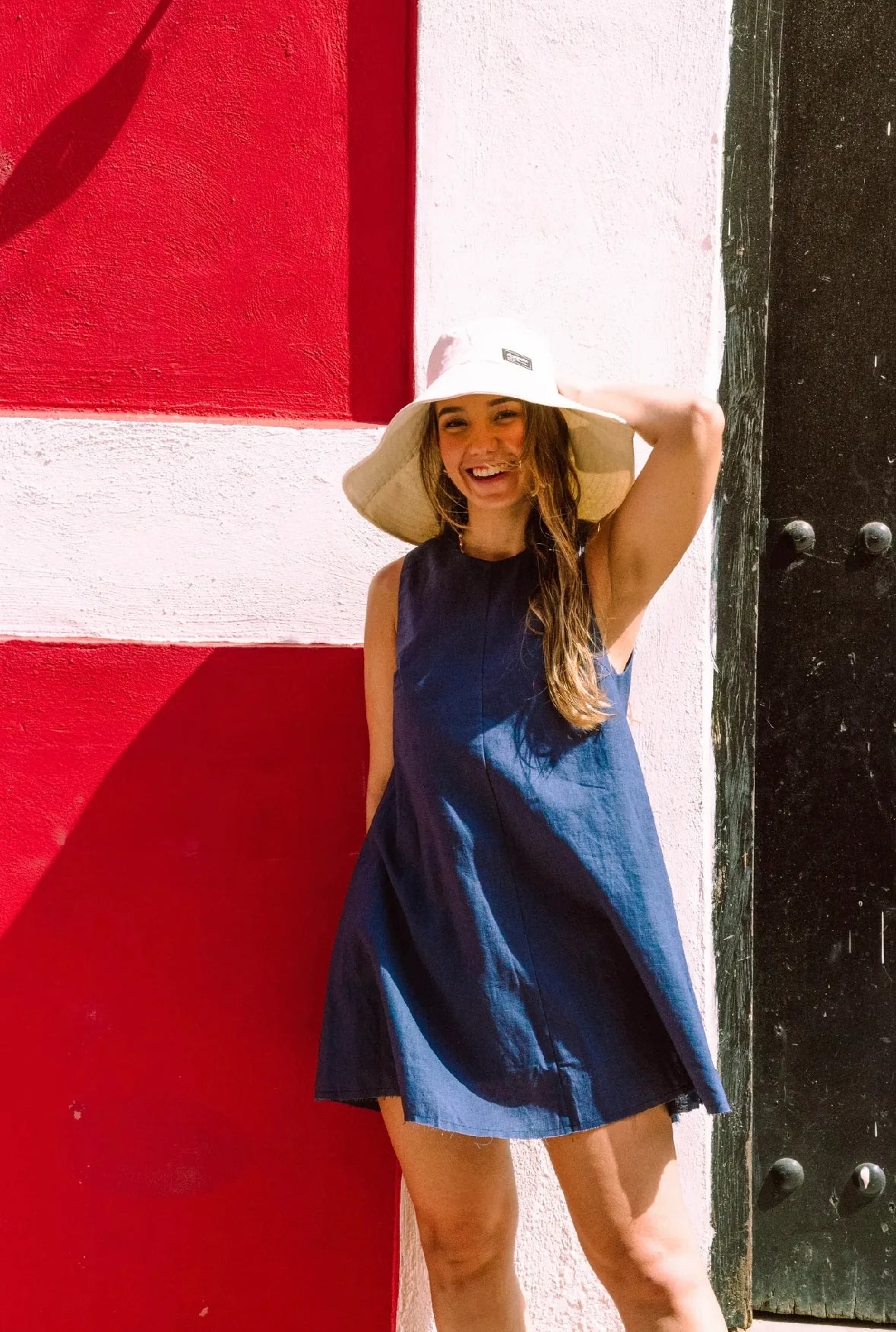 Vestido De Lino Azul Marino