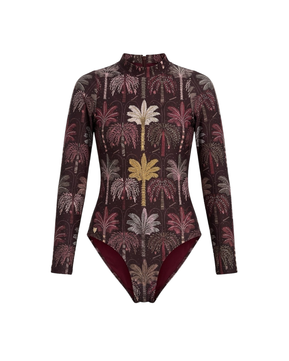 Traje De Baño Entero Negro Palmera